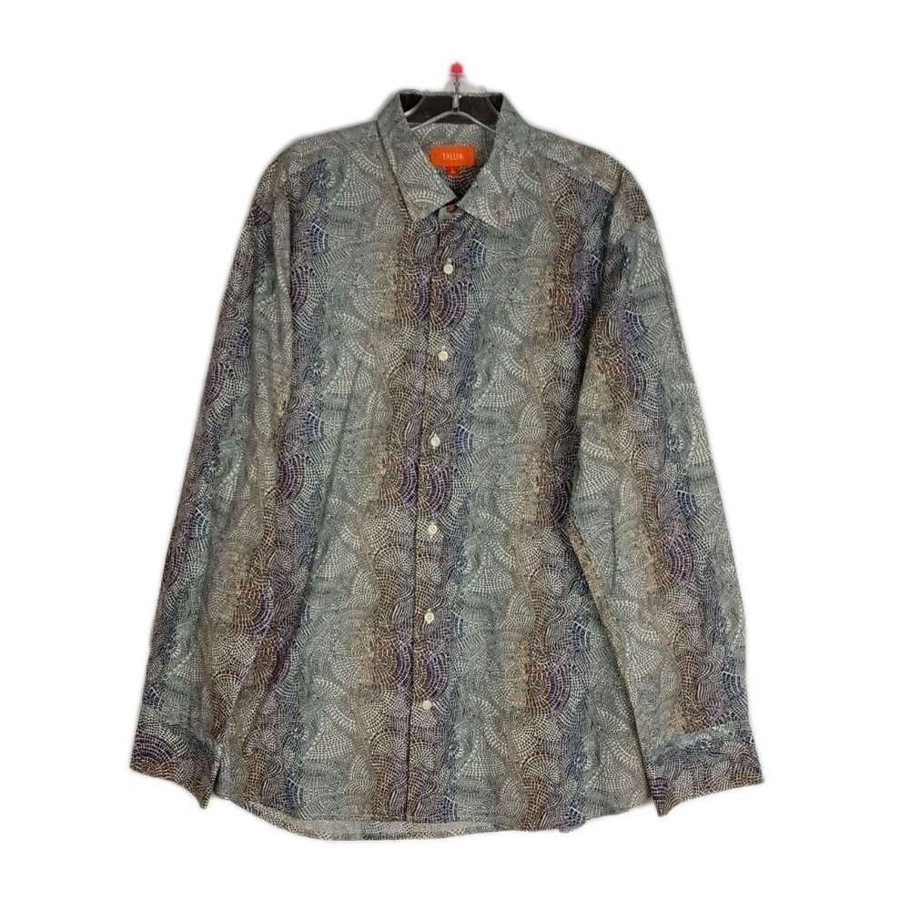 TALLIA Large  Multicolor Geometric Button-Up Long Sleeve Casual Men's Shirt